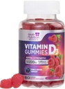 Vitamin D3 Gummies 5000 IE (125 mcg) - Triple Strength Bone och Immune Support, Vitamin D Gummy Dietary Supplement, Nature's Berry D Vitamin Supplement, Raspberry Flavored, Non-GMO - 60 Gummies