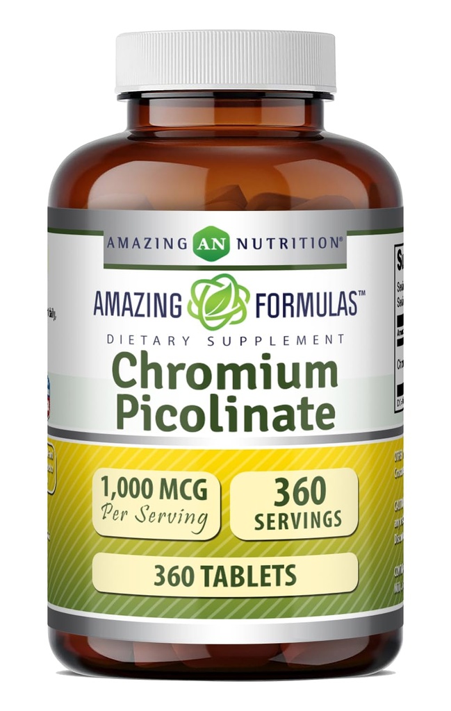 Fantastiska formler Chromium Picolinate 1000 Mcg | Tablets Supplement | Non-GMO | Gluten Free | Made in USA (1 Pack | 360 Count)