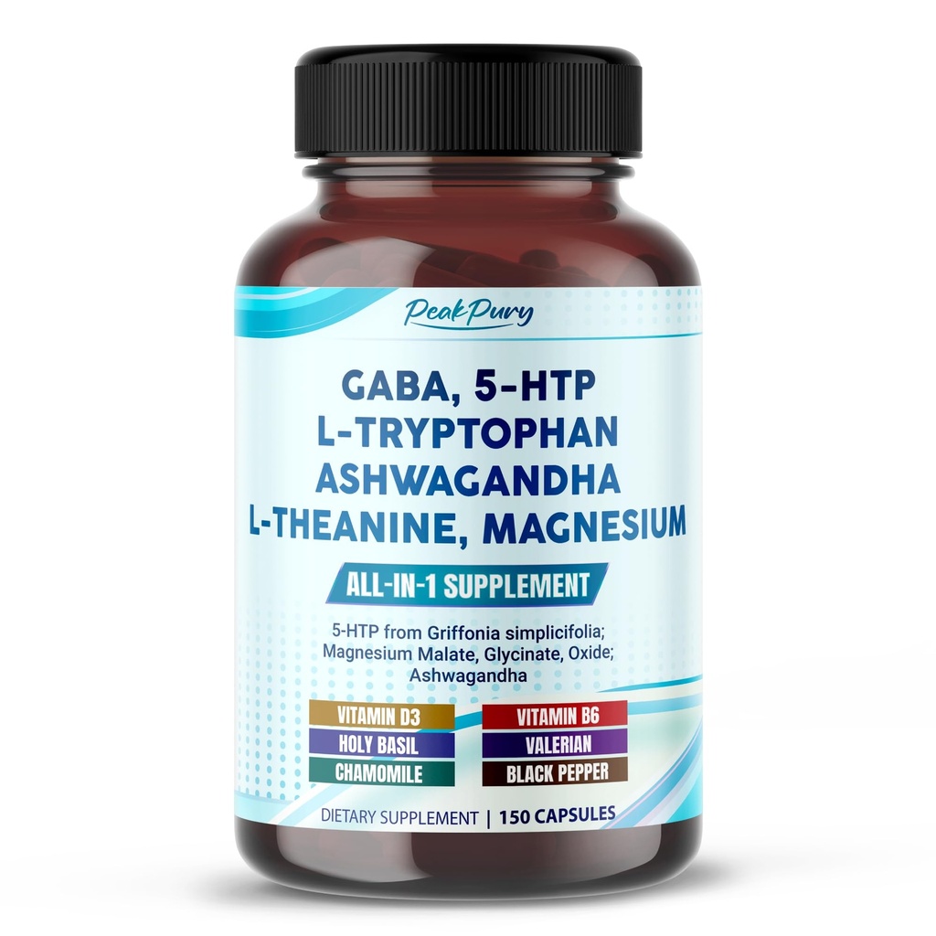 GABA, 5-HTP L-Tryptophan Ashwagandha Chamomile L-Theanine Magnesium