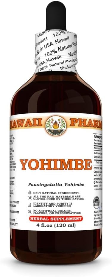 Yohimbe (Pausinystalia Yohimbe) Torr Bark Tincture, Made in Hawaii, All Natural, Vegan, Pure Liquid Extract - 4 fl.oz