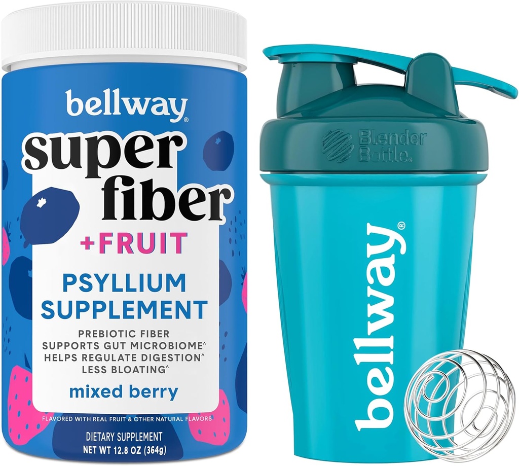 Bellway Super Fiber Powder + Frukt, Mixed Berry Shaker Bottle Bundle