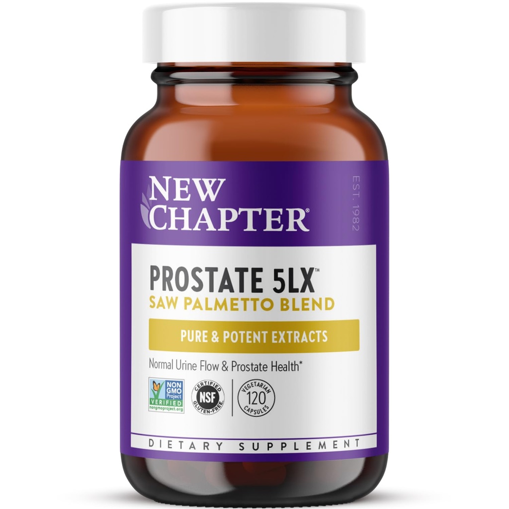 Nytt kapitel Prostate Supplement - Prostate 5LXTM med klinisk styrka Saw Palmetto + Fermented Selenium för Mäns Wellness - 120 ct Vegetarian Capsule