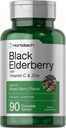 Horbaach Black Elderberry med C-vitamin och Zink | 90 Chewable tabletter | Mixed Berry Flavor | Immune Support Complex | Vegetarian, icke-GMO och Gluten Free Supplement
