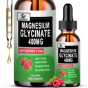 Magnesium Glycinate Liquid Drops, Pure Magnesium Glycinate 400mg för ben, 6X High Absorption Liquid Magnesium Supplement, Vegan, Non-GMO, Gluten-Free | 30 Servings
