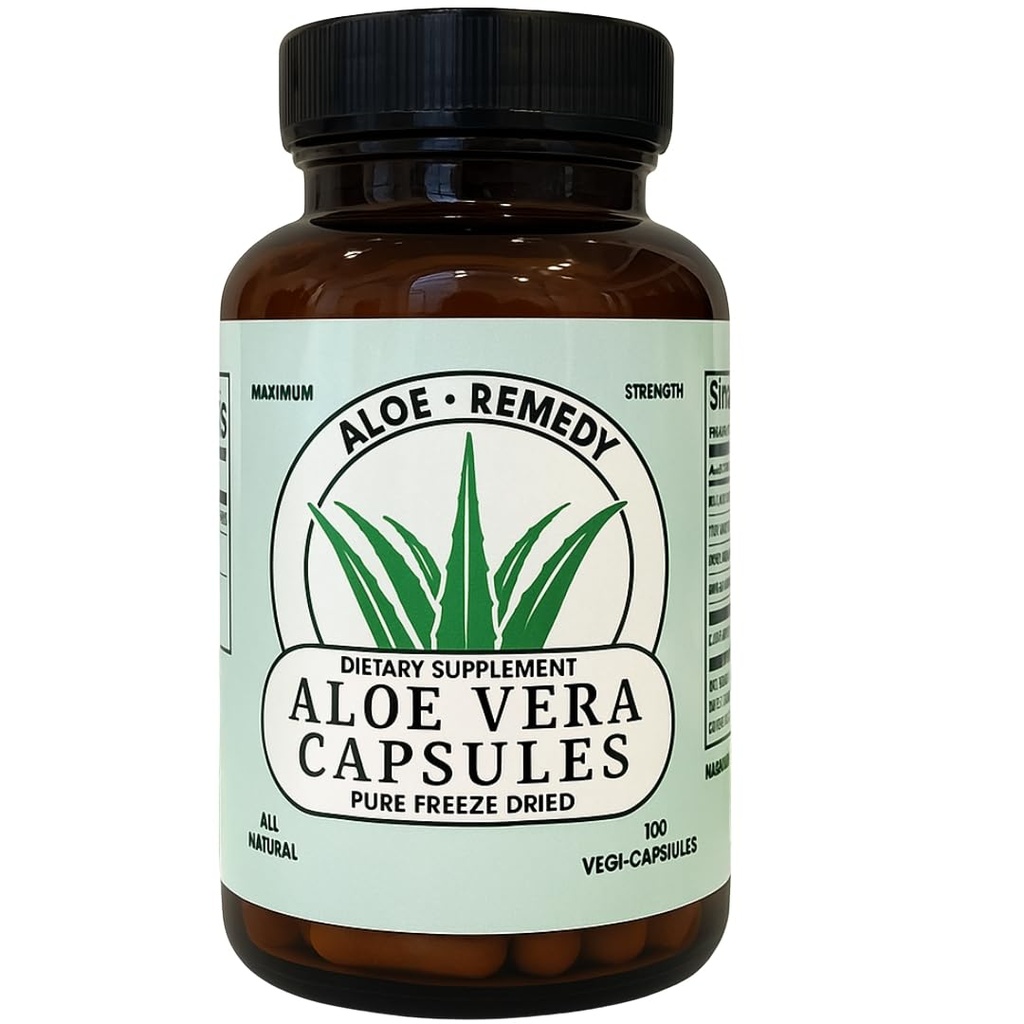 Aloe Vera Capsules 180 greve Freeze Dried Gel och Leaf Powder för IC BPS Support Digestive och Bladder Health Made i USA Natural Supplement