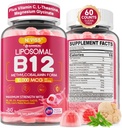Methyl B12 Gummies 5000 mcg/10000 mcg w/L-Methylfolate, B6, Lion's Mane Mushroom, CoQ10, PQQ, Magnesium Glycinate, Extra Strength Liposomal Vitamin B12 Complex för energi, Fokus, Brain & Immunity 1Pack