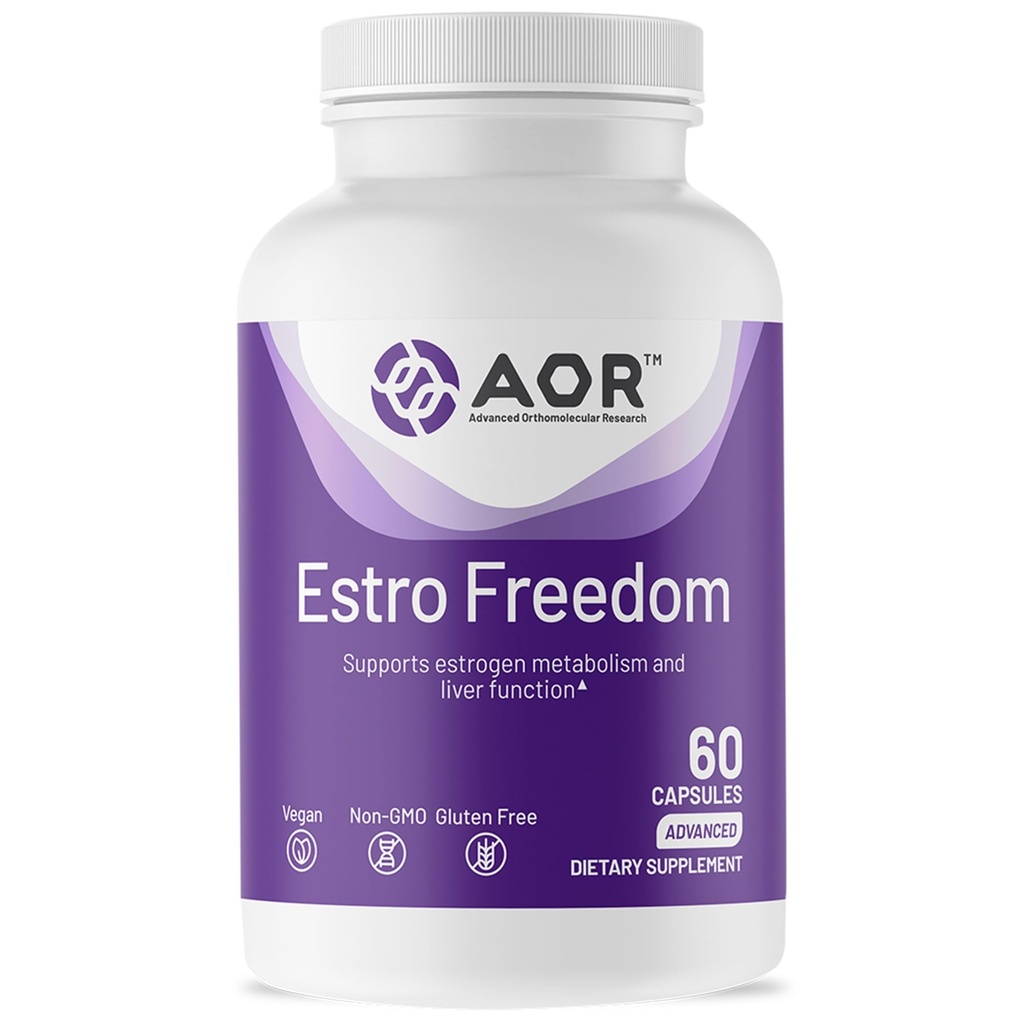 AOR, Estro Freedom, Vegan, Natural Supplement för att stödja hälsosam östrogenbalans och hälsosam, regelbunden menstruation, 60 kapslar (30 portioner)