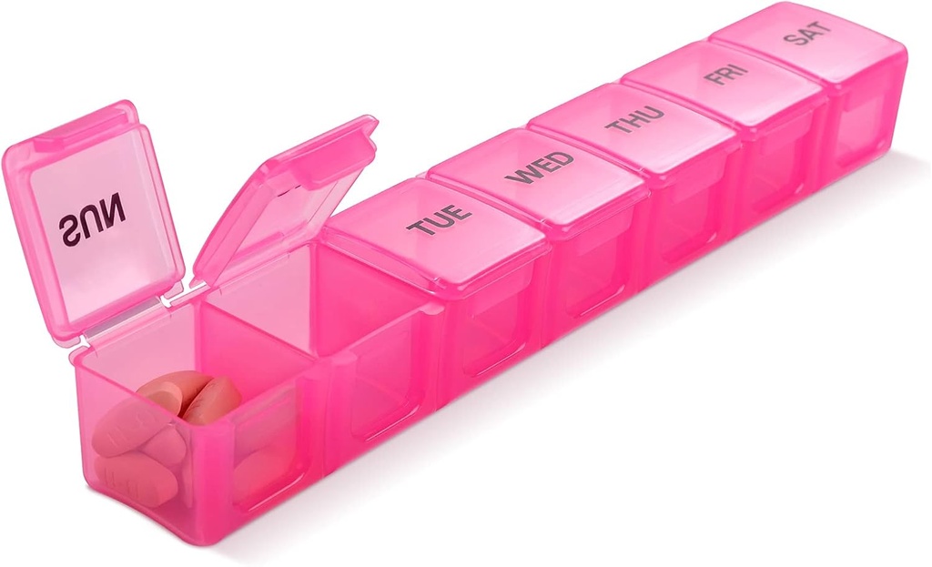 Rosa XL Extra stora veckovisa och dagliga piller organisatör för piller / vitamin / fiskolja / tillägg (rosa)