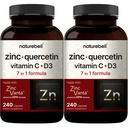 NatureBell Zinc Quercetin med vitamin C & D3, 480 kapslar (2 Pack) | Quercetin 1,000mg + Zink 50mg + Vitamin C 250mg + Vitamin D3 5,000 IE | 4-i-1 Avancerad immun & Lung Support | ZincVanta Formel