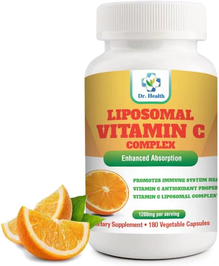 Liposomal Vitamin C 1200mg per servering 180 Veggie Capsules per flaska High Absorption Vitamin C Pill Supplements Fat Soluble Vit C Kraftfull Antioxidant med Immune System Support gjord i USA