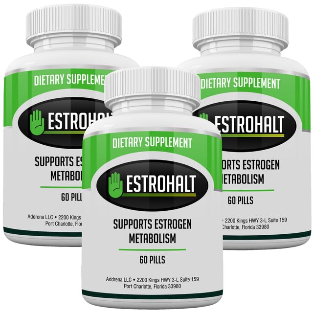 Estro-Halt 3 Pack 180 tabletter- DIM Supplement (Diindolylmethane) och Indole-3-Carbinol (I3C) Bästa östrogen-Blocker för kvinnor och män | Natural Aromatase Inhibitor Vitamin för att hjälpa PCOS, Menopause och PMS