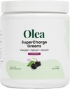 Olea Supercharge Greens - Bloat Relief & Clean Energy Support - Yerba Mate + Probiotics + Digestive Enzymes + Fiber - No Sugar Added - Gut Health Greens Drink för daglig utmattning
