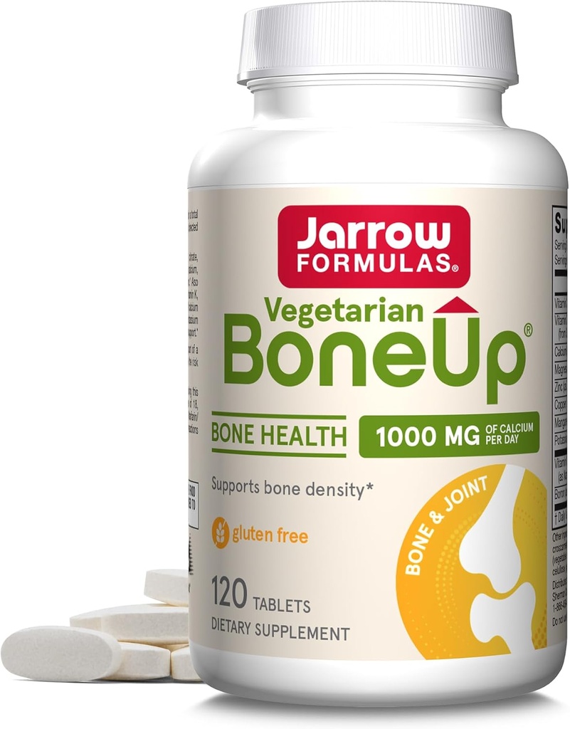 Jarrow Formulas BoneUp Vegetarian - 120 tabletter - Vegetarisk / Vegan Supplement för Bone Health Vegan -Vänligen Källor av vitamin D3, Vitamin K2 (som MK-7) & Calcium - 60 portioner