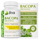 Jiva Botanicals Bacopa Monnieri Supplement Pure 1000mg per Servering - High Potency Bacopa Monnieri (Brahmi) & Extract för Normal Brain, Focus, & Memory Support - Ayurvedic Herbs - 60 kapslar