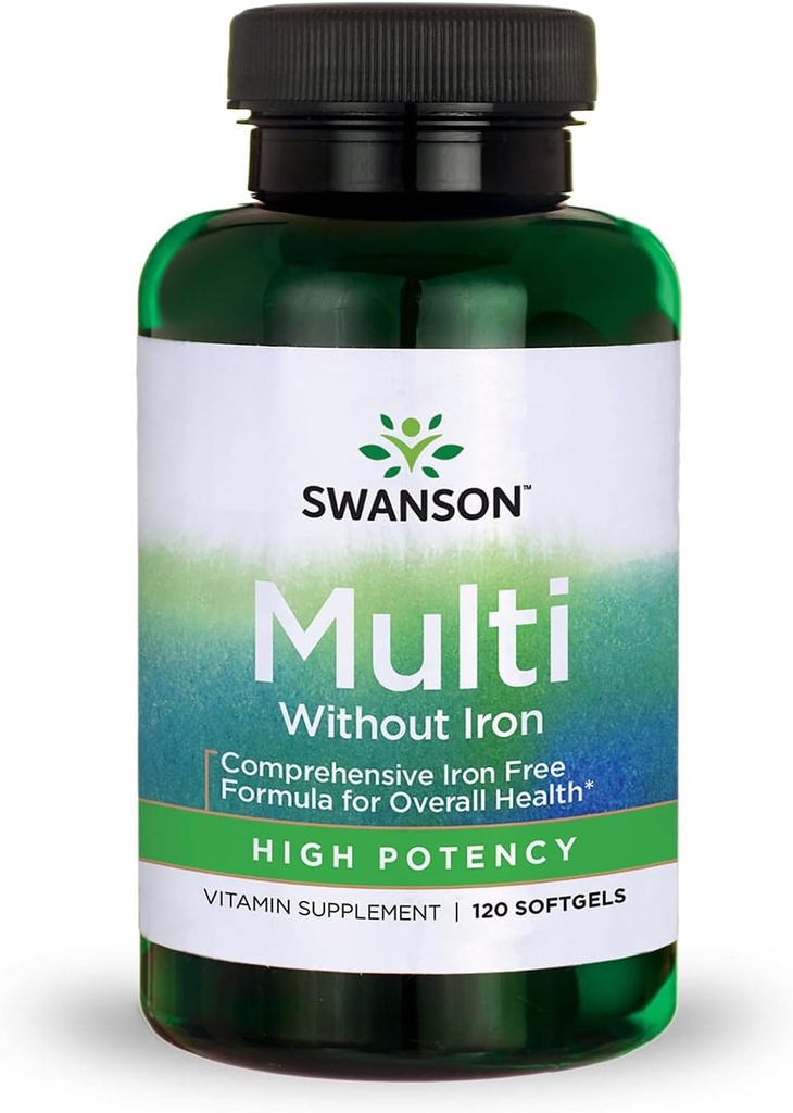 Swanson Multi Utan Järn Multivitamin Hälsotillskott Järnfri Formel 120 Softgels Sgels