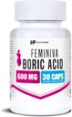 Healthfare Feminiva Boric Acid Vaginal Suppositories | 30 Räkna | 600mg | Intim Hälsostöd | 100% ren | Made in USA