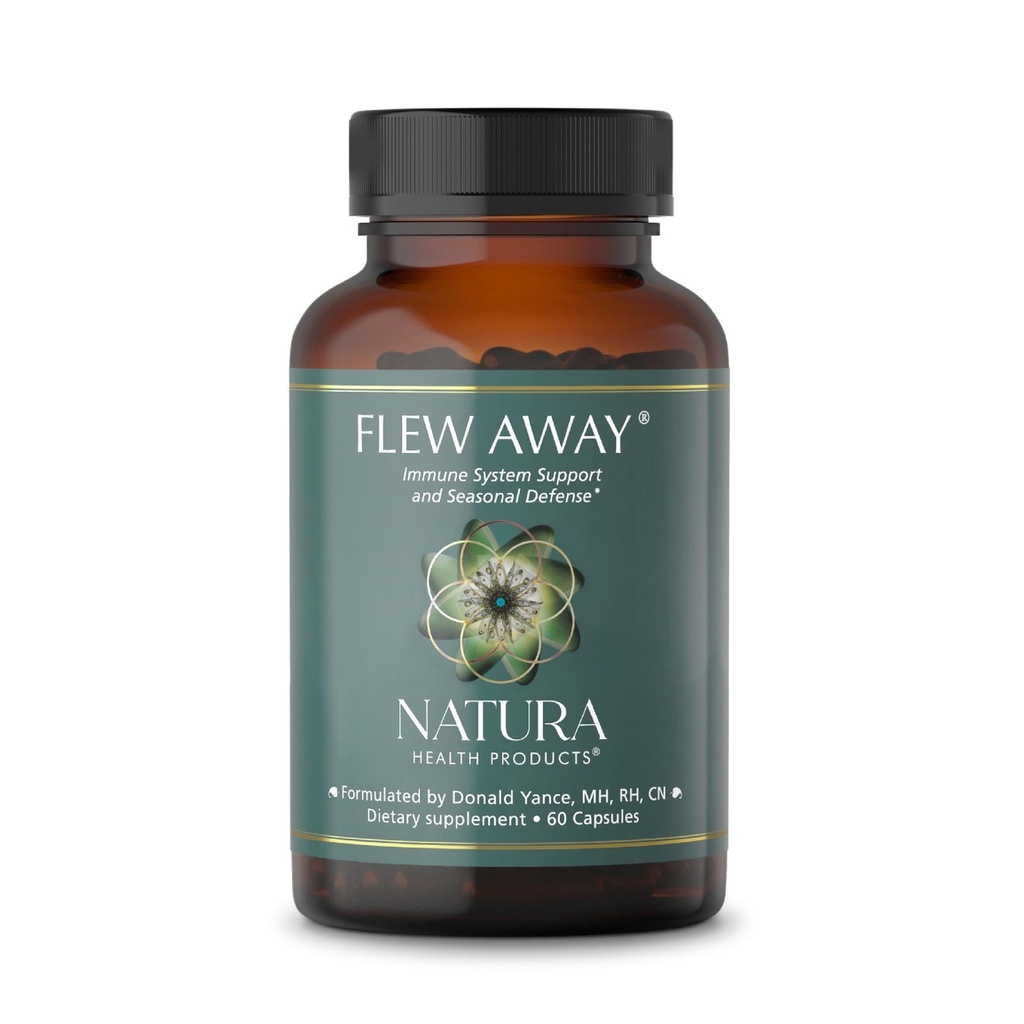 Natura Health Products Flew Away Supplement - Immune System Support & Seasonal Defense - Med Ginger, Elderberry, Propolis och Eucalyptus (60 kapslar)