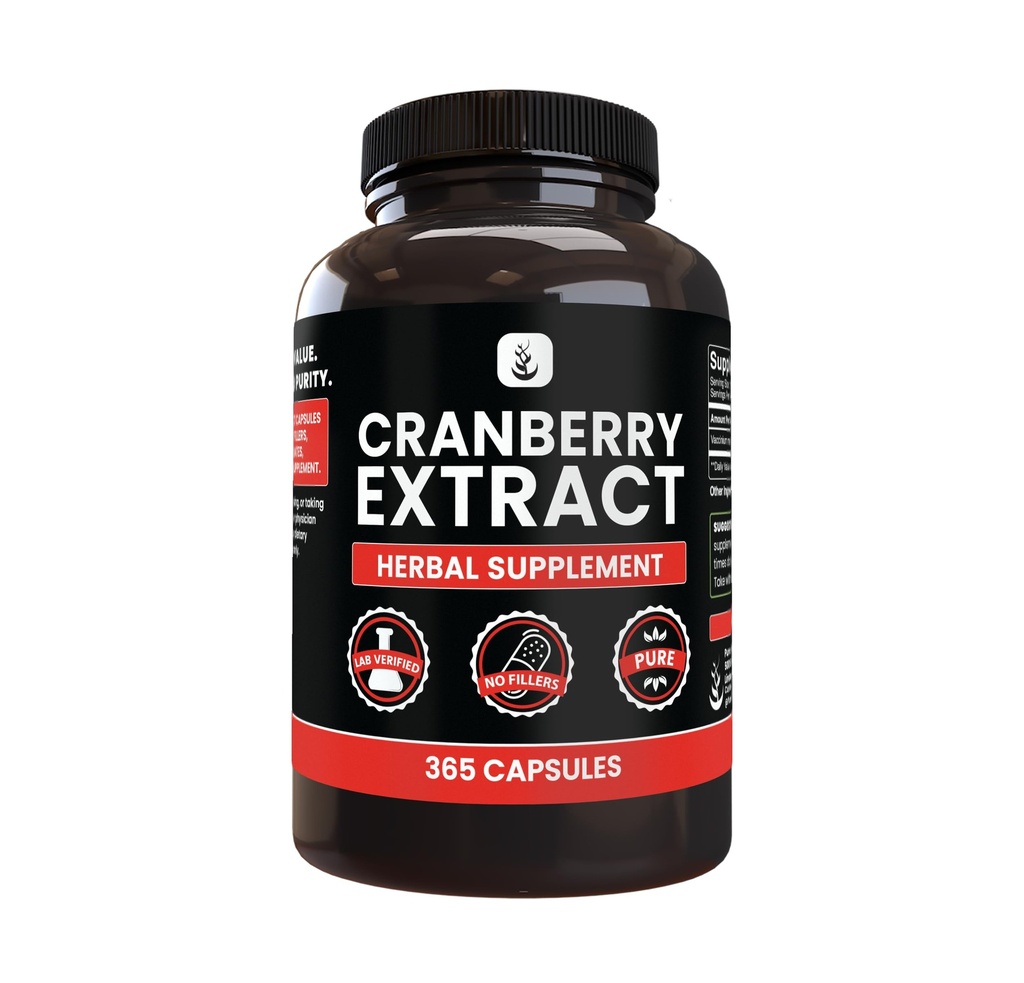 PURE ORIGINAL INGREDIENTS Cranberry Extract (365 kapslar) No Magnesium eller Rice Fillers, Always Pure, Lab Verified