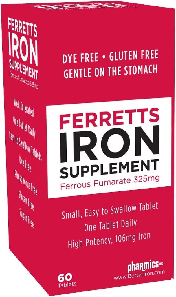 Järn tabletter 325mg Ferrous Fumarate 4 Pack (240 Totalt)
