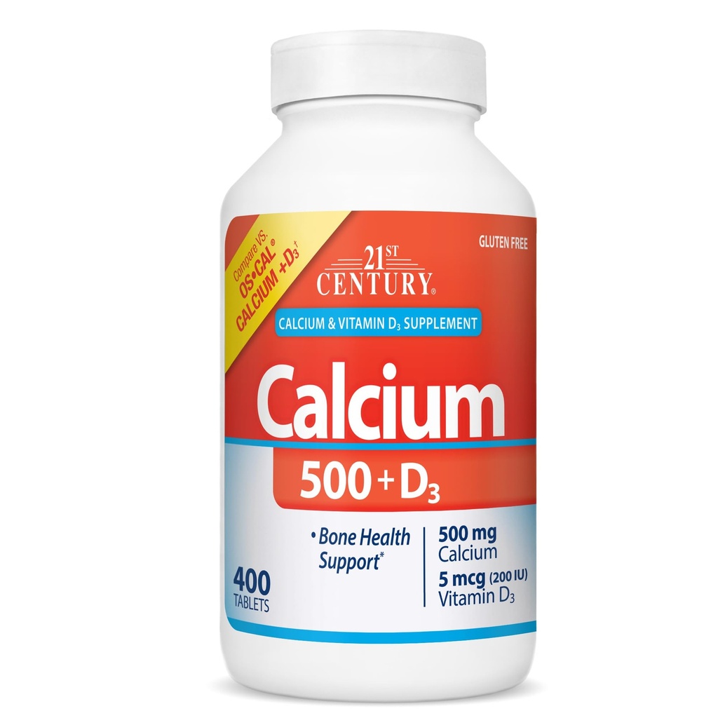 21st Century Calcium 500 mg Plus D3 tabletter, 400 greve
