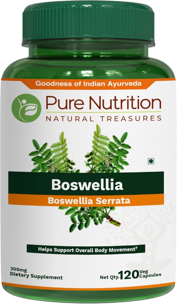 Ren näring Boswellia Serrata 15:1 Extract 600mg | 120 Cap | Min 65% boswelliska syror | Varje servering erbjuder 600mg 15:1 Extrakt Likvärdigt till 9000mg Raw Boswellia Powder | Non-GMO