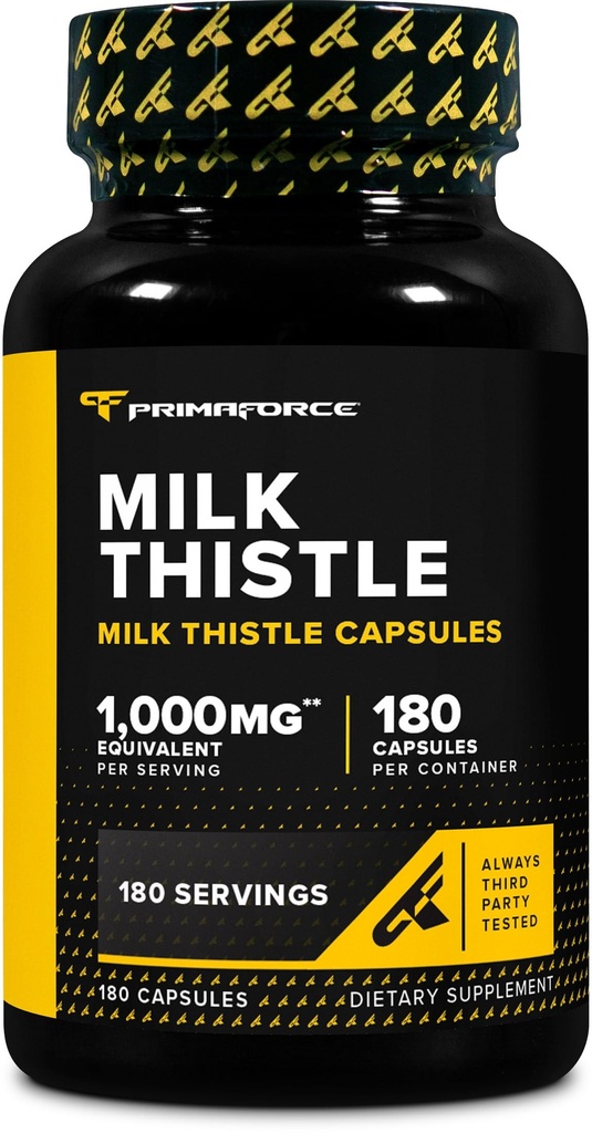 Primaforce Milk Thistle 180 kapslar 1000mg Equivalent - Gluten Free, Non-GMO Dietary Supplement, från 250mg av 4:1 Extract