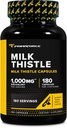 Primaforce Milk Thistle 180 kapslar 1000mg Equivalent - Gluten Free, Non-GMO Dietary Supplement, från 250mg av 4:1 Extract