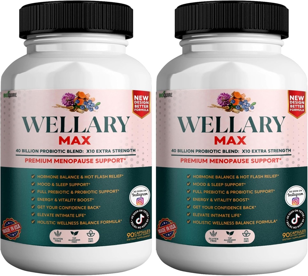 Wellary Max Menopause Support Supplement, 40 miljarder CFU Probiotic Blend, 90 kapslar (2)