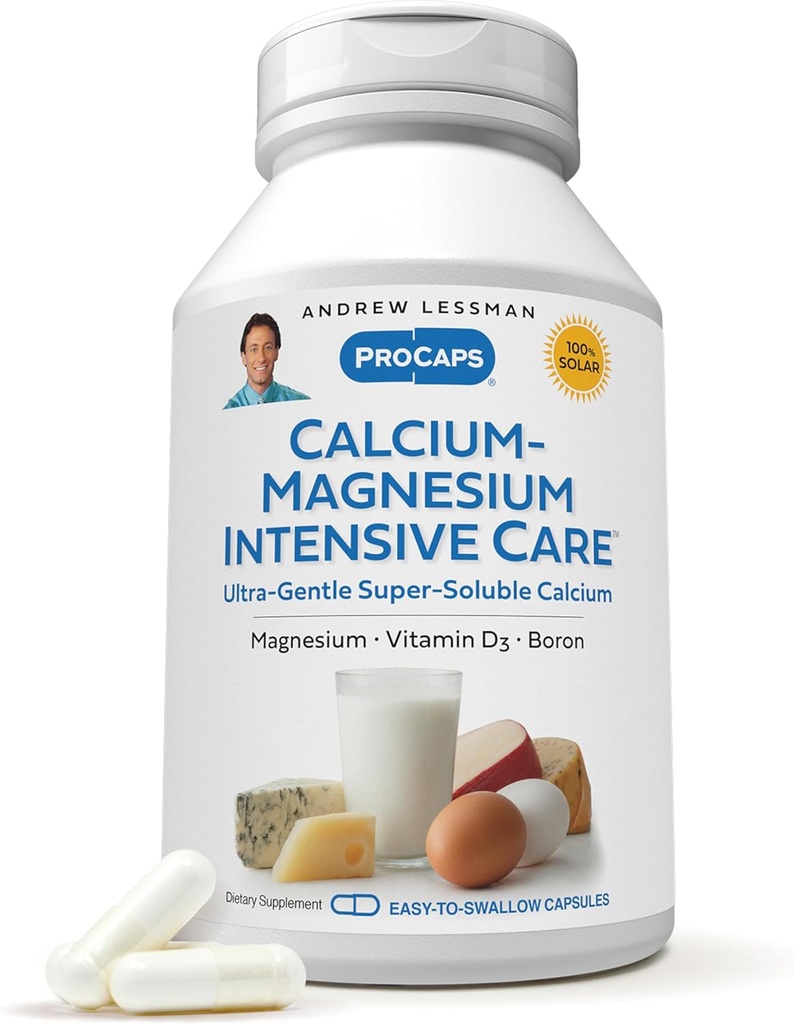 ANDREW LESSMAN Calcium Magnesium Intensive Care 1000 Capsules - Ben och Skeleton Health Essentials. Lätt att svälja kapslar, Super Soluble Fine Powder. Gentle till även de mest känsliga magar