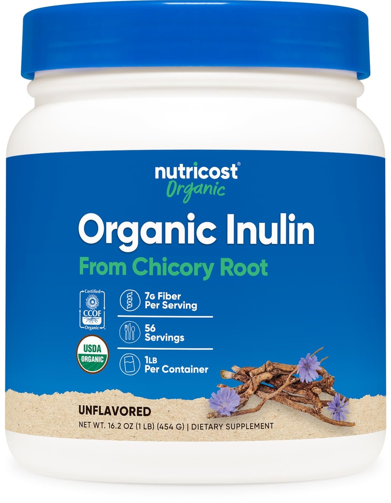 Nutricost Organic Inulin Powder 1LB (454 Grams) 7 Gram Fiber Per Servering - från Chicory Root - Certifierad USDA Organic