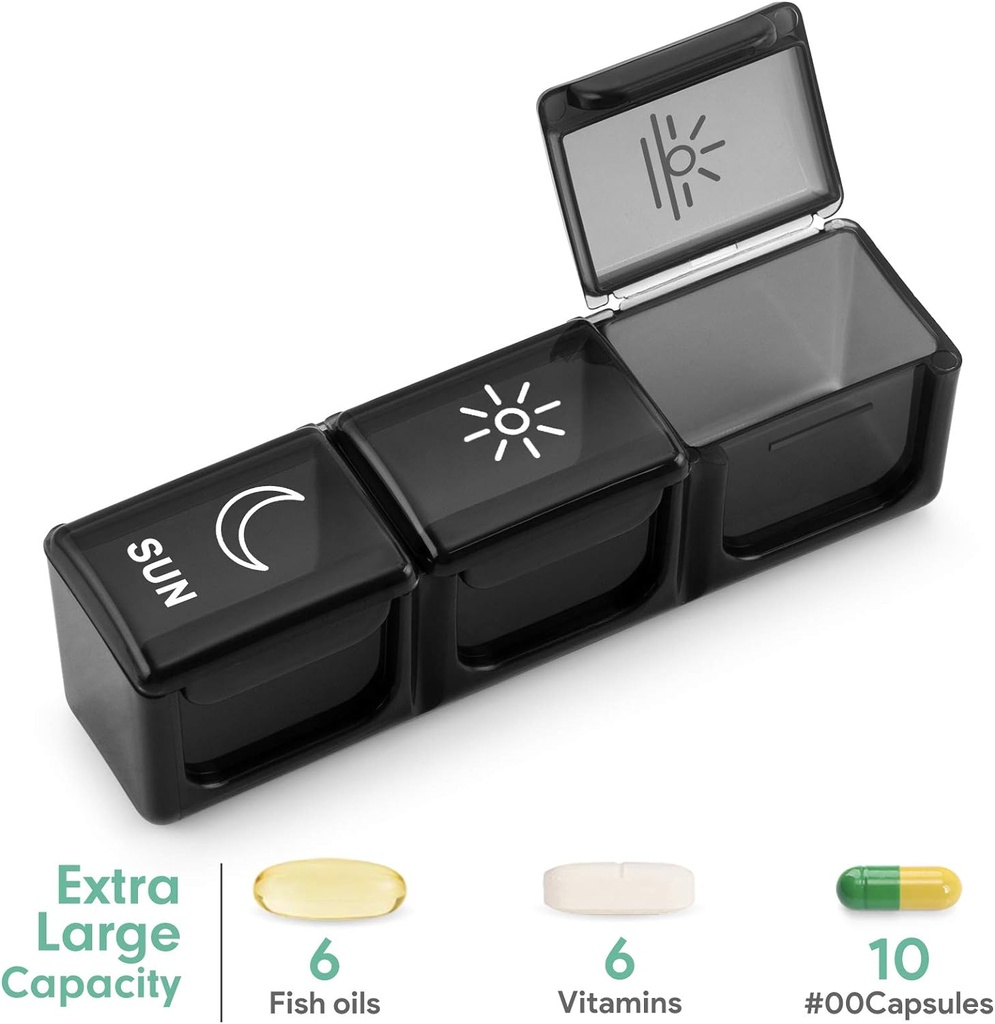 BUG HULL Weekly Pill Organizer 3X per dag, Daily 7 Day Pill Box 3 gånger om dagen, Travel Medicine Pill Organizer Pill Case Container för vitaminer, tillägg
