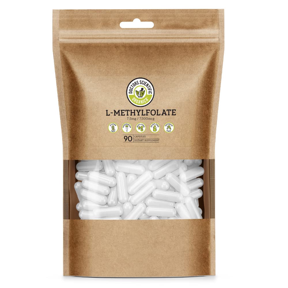 DSO L Methylfolate 7,5 mg (5 MTHF Supplement) - 90 Vegan Capsules (7,5 mg) - Aktiv L Methyl Folate Supplement för Homocysteine Control - Folic Acid Vitamin - Eco-Friendly Packaging