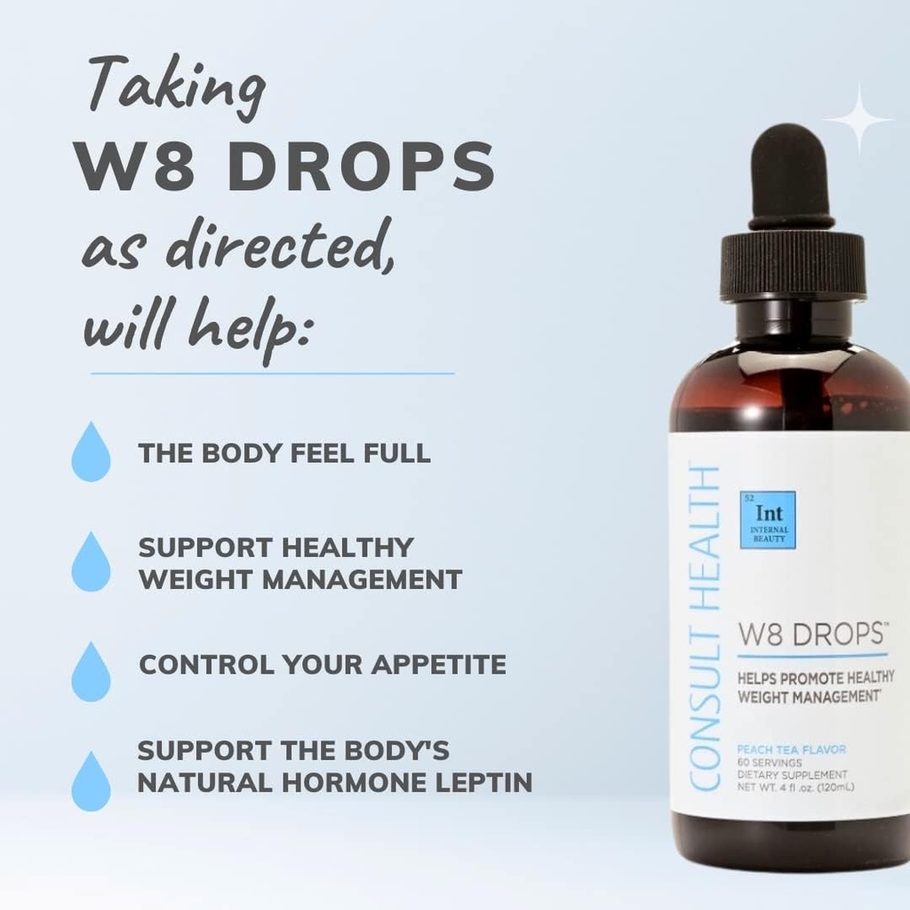Consult Health W8 Drops - Doktor Formulerad flytande viktminskning tillägg med DygloFit- stöder aptitkontroll, metabolism och hormonbalans - naturligt antioxidantskydd-2 Droppers Twice Daily