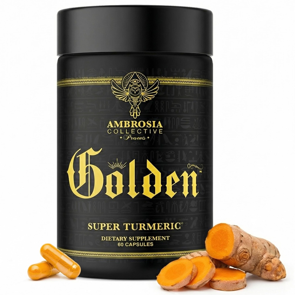 Ambrosia Golden Super gurkmeja | Bioavailable Curcumin | Stöd Hälsosam gut & hjärnhälsa | Gemensamt stöd | 765mg av aktiva Curcuminoids | 60 Veggie kapslar (30 dagars leverans)