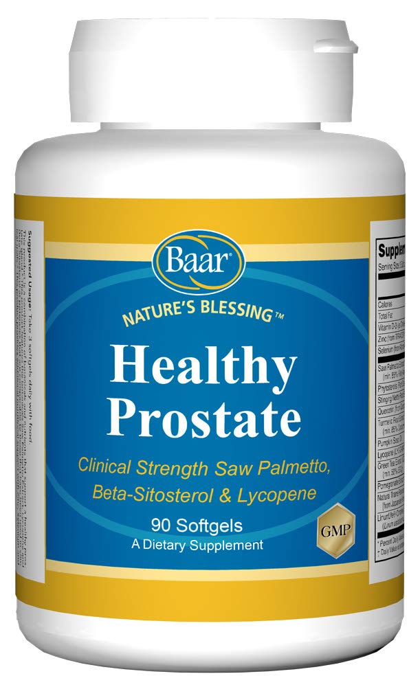 Baar Nature's Blessing Healthy Prostate Softgels, klinisk styrka Saw Palmetto, Beta-Sitosterol & Lycopene, 90 Softgels