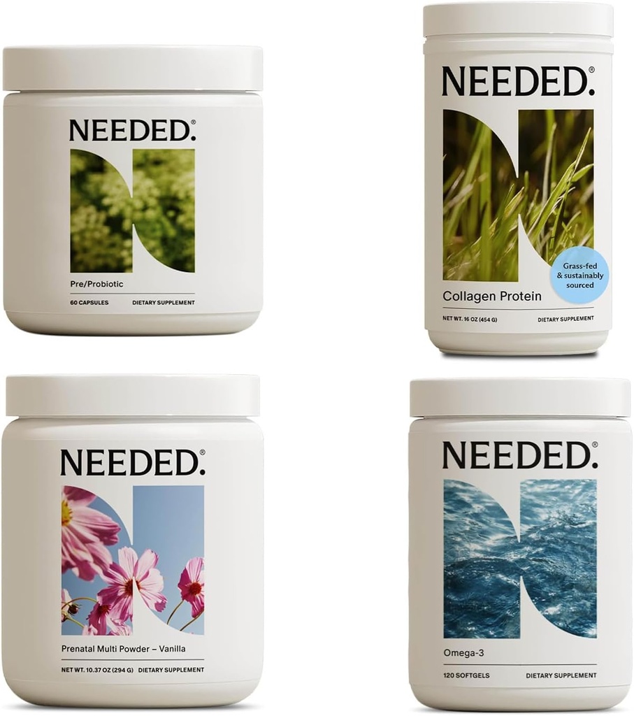 Behöver. Fullständig Prenatal Bundle | Multivitamin, Pre / Probiotic, Collagen, & Omega-3 för graviditet och postpartum