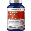 NusaPure Antarctic Krill Oil 2000 mg 120 Softgels, Omega-3 EPA 360mg, DHA 240mg, Soyfree Astaxanthin Supplement Sourced från Krill 800ppm