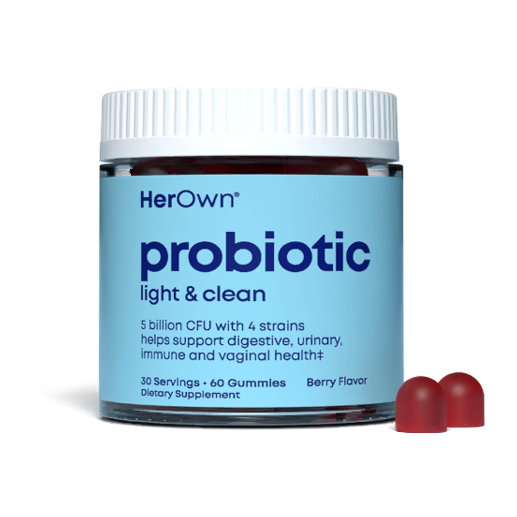 hennes egen Probiotic & Prebiotic Gummy, stöder Digestive Health, främjar hälsosam tarm, stöder immun hälsa, 5 miljarder CFU, Gluten och Soy Free, Vegan, 60 Gummies, 30 portioner (Pack of 1)