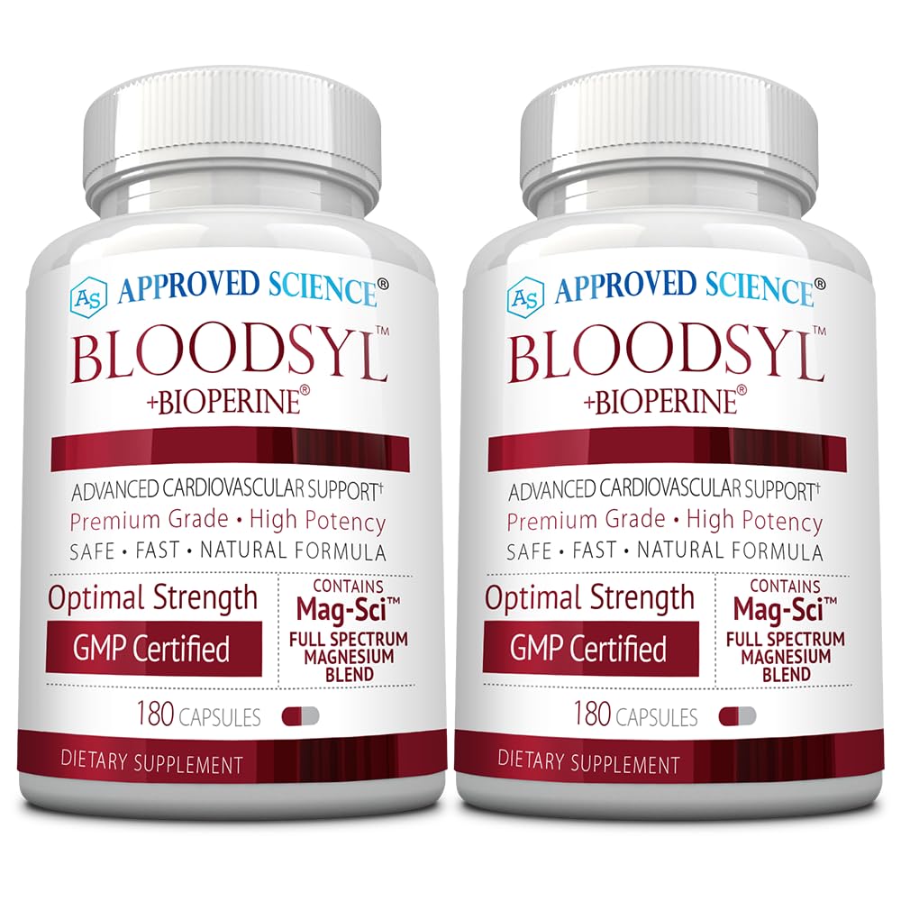Approved Science Bloodsyl - Blood Pressure Support Supplement - Supports BP Levels Already Within Normal Range - Hawthorn Berry, Garlic, Magnesium and Hibiscus Pills - Vegan - 6 Months, Pack of 2