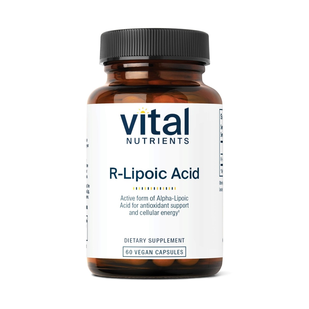 Vital Nutrients R-Lipoic Acid | Aktiv Alfa-Lipoic Acid Antioxidant | ALA Supplement för hälsosam metabolism och energi | Gluten, Dairy, Soy Free | Non-GMO | 60 kapslar