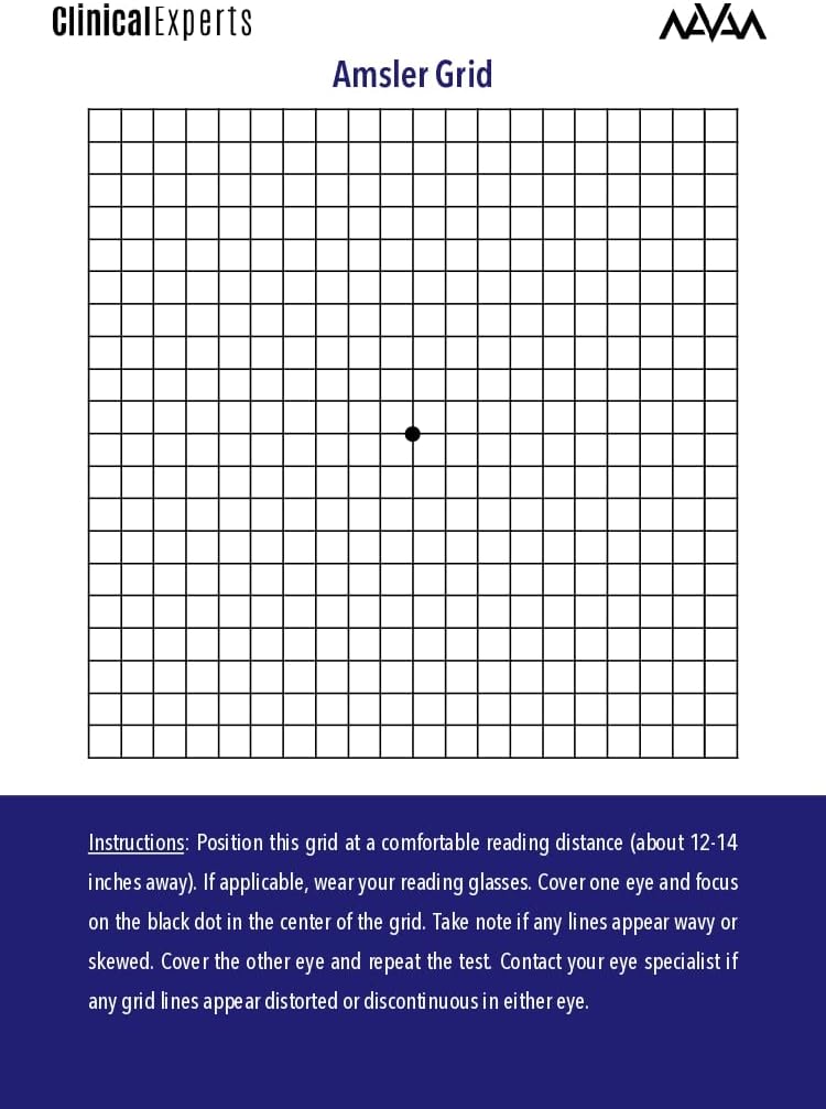 Amsler Eye Grid med Magnetic Back - Daglig Vision Screening Tool för Macular Degeneration & Glaucoma Patienter av kliniska experter (1 Pack)