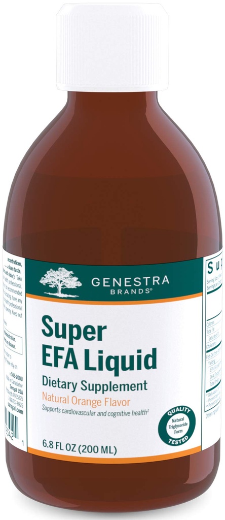 Genestra Brands Super EFA Liquid | Stöder kardiovaskulär hälsa och utveckling av hjärna, ögon och nerver i barn * 6,8 Fl Oz | Naturlig orange smak