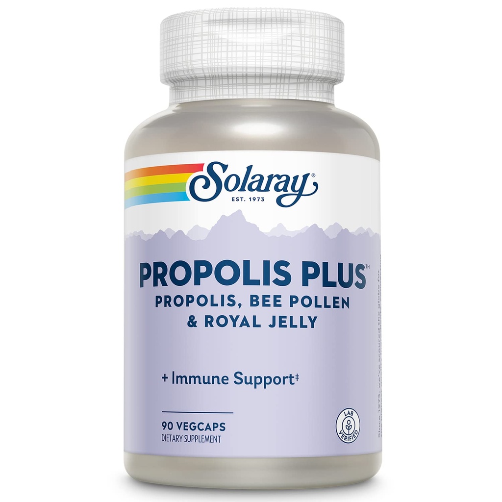 SOLARAY Propolis Plus | Hälsosam immunsystemsupport med Propolis, Bee Pollen & Royal Jelly | 90 VegCaps