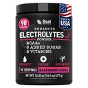 Zeal Naturals Electrolyte Powder Recovery Drink (90 portioner | Raspberry Guava) w 0 Sugar +BCAAs +B-Vitamins Electrolyte Supplement w Potassium Zinc & Magnesium för Hydration - Keto Electrolytes