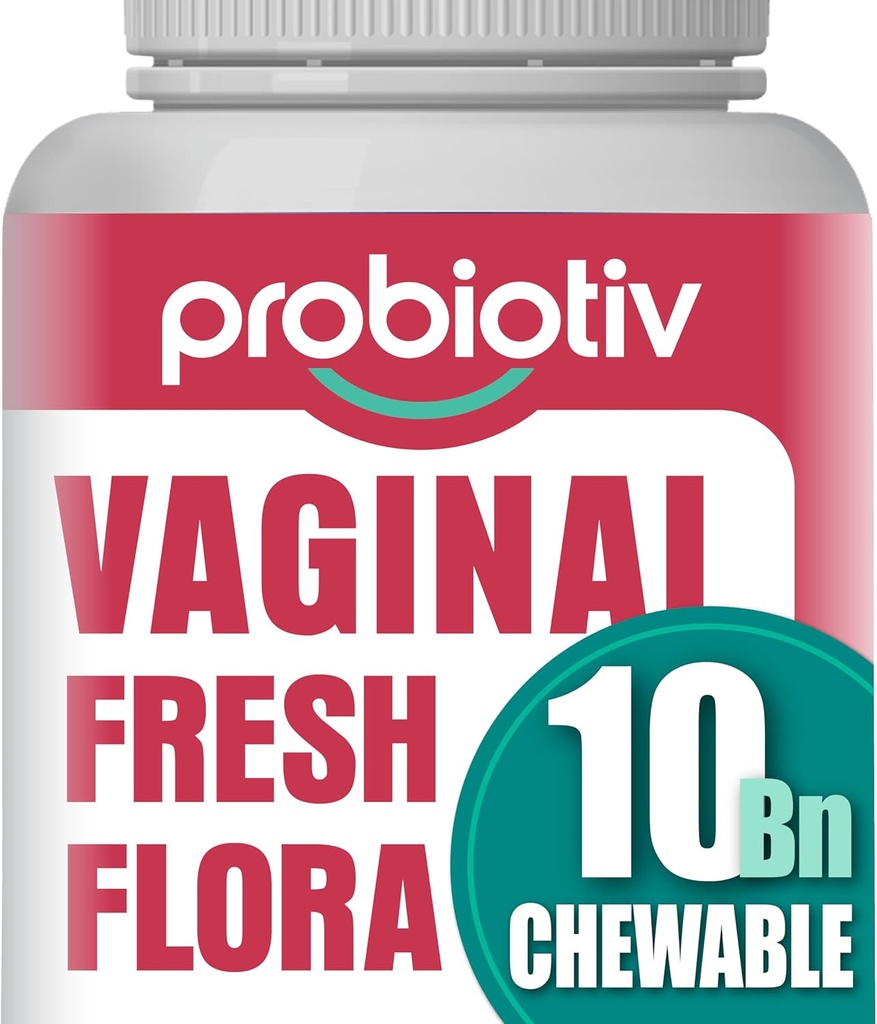 Tuggbar vaginal probiotika för kvinnor 10 miljarder CFU + organisk prebiotika - stöder vaginal hälsa, behåller vaginal pH balans och främjar kvinnlig färskhet, jordgubbssmakade tabletter
