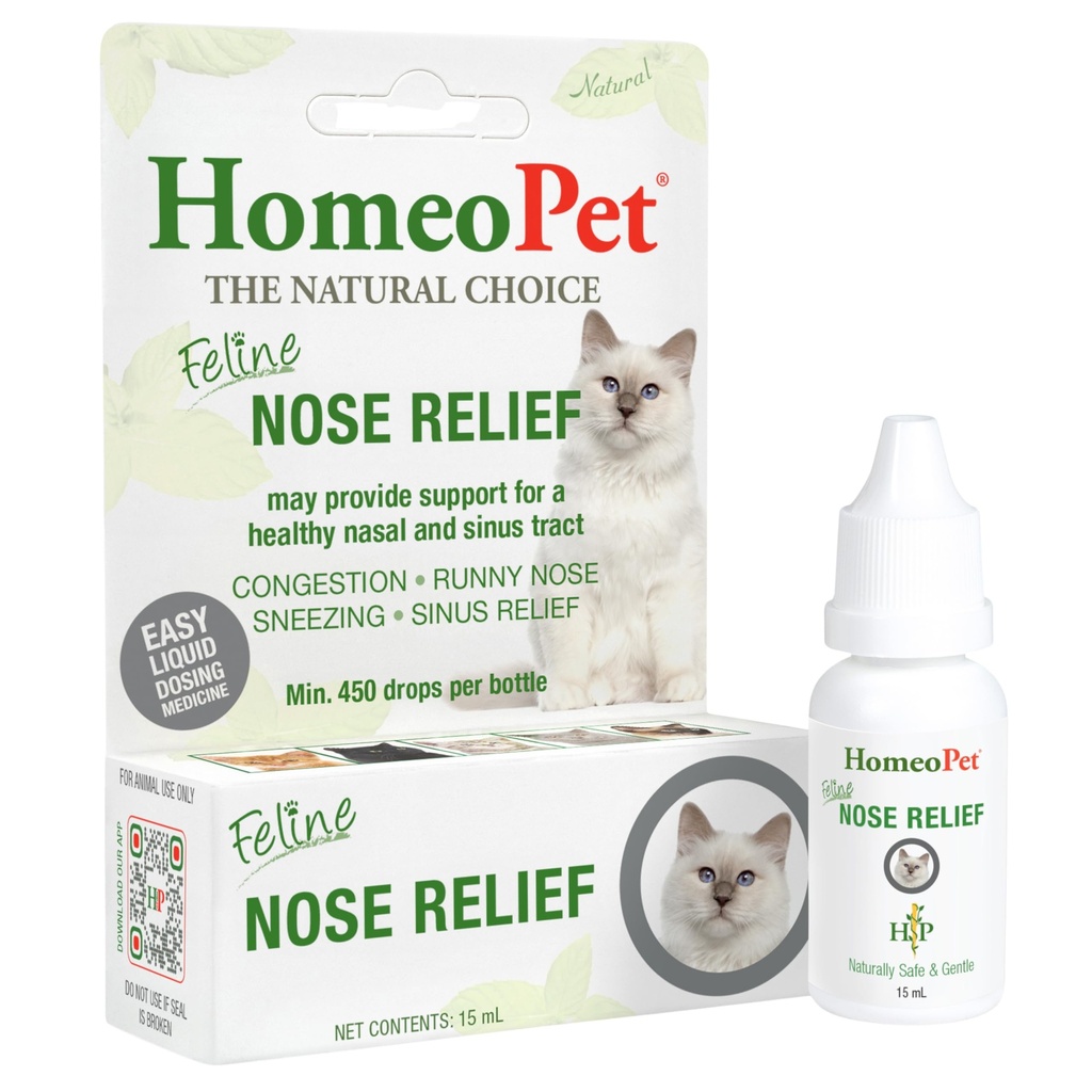 HomeoPet Feline Nose Relief, Safe och Natural Nasal och Sinus Supplement för katter, 15 Milliliters
