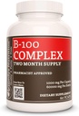 Remedys näring Vitamin B-100 Komplex | 1 000 mg, 60 Vegan kapslar Kosttillskott | Tvåmånaders leverans