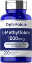 Carlyle L Methylfolate 1000mcg | 200 kapslar | Värdestorlek | Optimerad och aktiverad | Icke-GMO, Gluten Free | Methyl Folate, 5-MTHF | av Opti-Folate