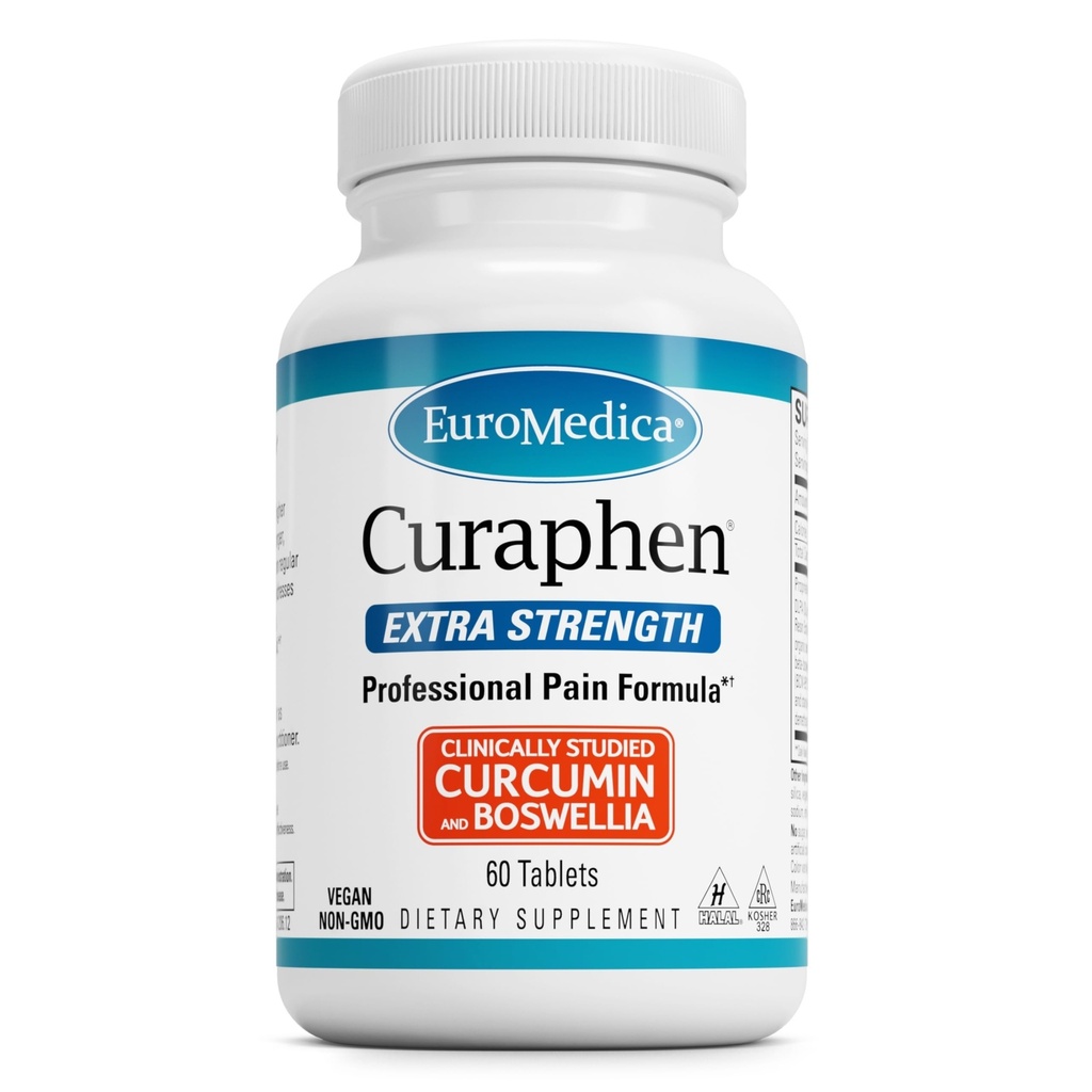 EuroMedica Curaphen Extra Strength - Curcumin & Boswellia Supplement for Healthy Circulation Support - Gurkmeja Supplement för att stödja Joints, Muscle Health & Endorphin Production - 60 tabletter