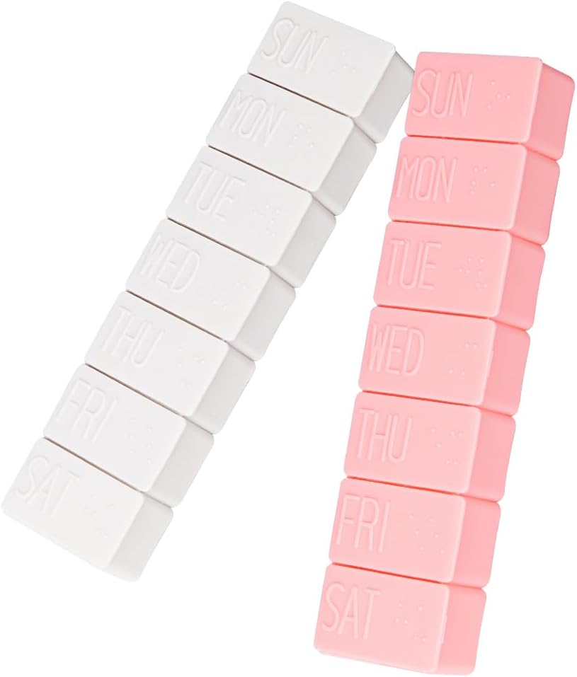 Sanderala 2Pack Weekly Pill Organizer,Extra Large 7 Days Pill Cases Travel Daily Pill Box för fiskolja, Calcium Tablets Supplements och andra vitaminpiller